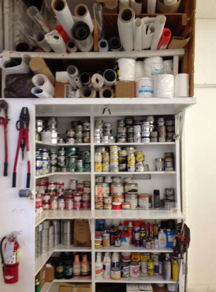 Organized art supply closet